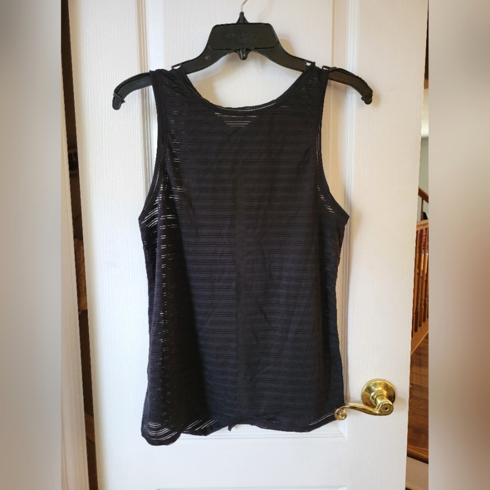 Lululemon Meet Halfway Tie Back Tank Top Black Size 6 Sheer Burnout